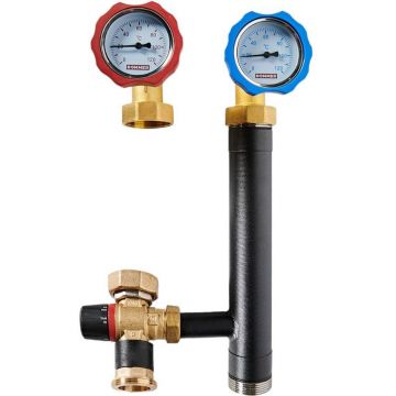 Насосная группа Rommer (Роммер) с термостатическим смесительным клапаном (20-40°С) 1 дюйма без насоса (RDG-0002-012501)