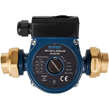 Насос циркуляционный Stout (Стаут) 25-60/130 220/240V 50Hz с латунными гайками G 1 1/2 x Rp 1 (SPC-0011-2560130)