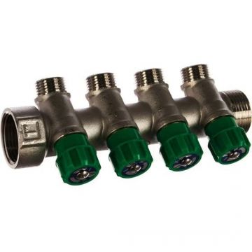 Коллектор Kromwell (Кромвелл) с регулируемыми вентилями и переходами на наружную резьбу, 4 отвода 1х1/2 дюйм (EU.ST3078295 4x1x12_k)