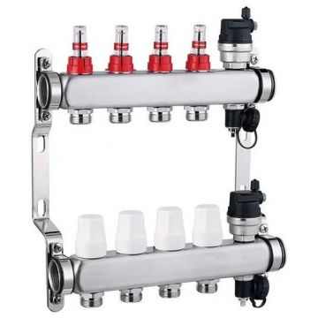 Блок Kromwell (Кромвелл) 1 дюйм, из нержавеющей стали, с расходомерами, 2 отвода 3/4 дюйм (KW.SM6000625)