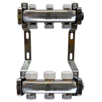 Коллекторный блок Gekon (Гекон) для тепл.пола и радиаторного отопления 1х3/4 дюйм, отводов 4, в комплекте: термостат. (GK 73104)