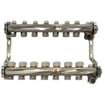 Коллекторный блок Gekon (Гекон) для тепл.пола и радиаторного отопления 1х3/4 дюйм, отводов 7, в комплекте: термостат. (GK 73107)