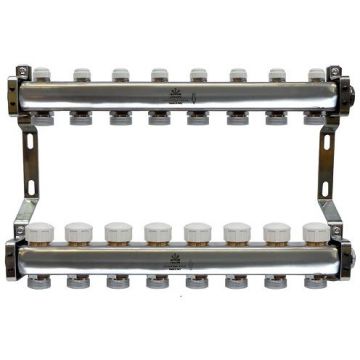 Коллекторный блок Gekon (Гекон) для тепл.пола и радиаторного отопления 1х3/4 дюйм, отводов 8, в комплекте: термостат. (GK 75108)