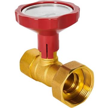 Клапан запорный Rommer (Роммер) латунный ВР 1 дюйма с НГ для подключения насоса ВР 1 1/2 дюйма , красная ручка (RBV-0020-0201112)