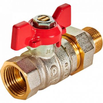 Кран шаровой Rommer (Роммер) с американкой ВР/НР, ручка бабочка 1/2 дюйма (RBV-0005-2510215)