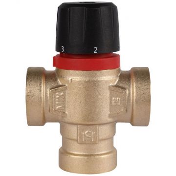 Термостатический смесительный клапан Rommer (Роммер) для систем отопления и ГВС 3/4″ ВР 20-43°С KV 1,6 боковое смешивание (RVM-0111-164320)