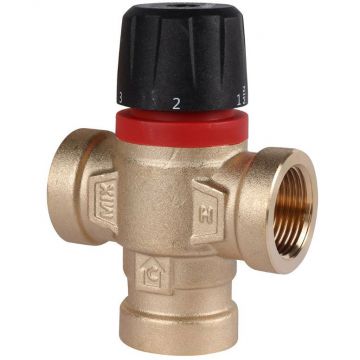 Термостатический смесительный клапан Rommer (Роммер) для систем отопления и ГВС 3/4″ ВР 35-60°С KV 1,6 боковое смешивание (RVM-0112-166020)