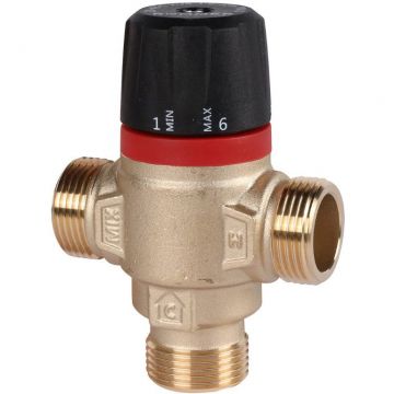 Термостатический смесительный клапан Rommer (Роммер) для систем отопления и ГВС 3/4″ НР 20-43°С KV 1,6 боковое смешивание (RVM-0121-164320)