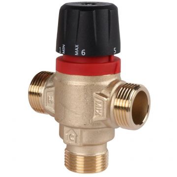 Термостатический смесительный клапан Rommer (Роммер) для систем отопления и ГВС 3/4″ НР 35-60°С KV 1,6 боковое смешивание (RVM-0122-166020)