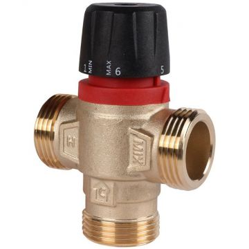 Термостатический смесительный клапан Rommer (Роммер) для систем отопления и ГВС 1″ НР 35-60°С KV 1,6 боковое смешивание (RVM-0132-166025)