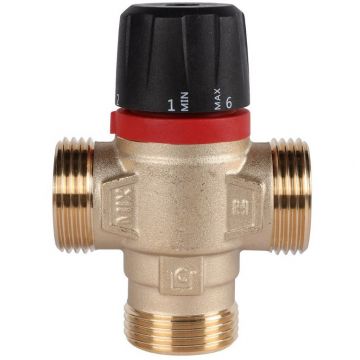 Термостатический смесительный клапан Rommer (Роммер) для систем отопления и ГВС 1″ НР 35-60°С KV 2,5 боковое смешивание (RVM-0232-256025)