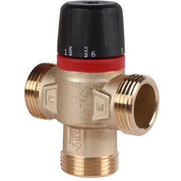 Термостатический смесительный клапан Rommer (Роммер) для систем отопления и ГВС 1″ НР 30-65°С KV 2,3 центральное смешивание (RVM-1131-236525)