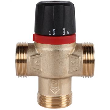 Термостатический смесительный клапан Rommer (Роммер) для систем отопления и ГВС 1″ НР 30-65°С KV 2,3 центральное смешивание (RVM-1131-236525)