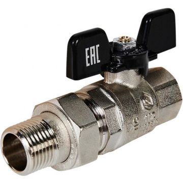 Кран шаровой полнопроходной Stout (Стаут) с американкой, ВР/НР, ручка бабочка 3/4 (SVB-0007-200020)