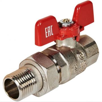 Кран шаровой полнопроходной Stout (Стаут) с американкой, ВР/НР, ручка бабочка 1 дюйма (EPDM) (SVB-1007-200025)