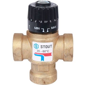 Термостатический смесительный клапан Stout (Стаут) для систем отопления и ГВС 3/4″ ВР 35-60°С KV 1,6 (SVM-0110-166020)