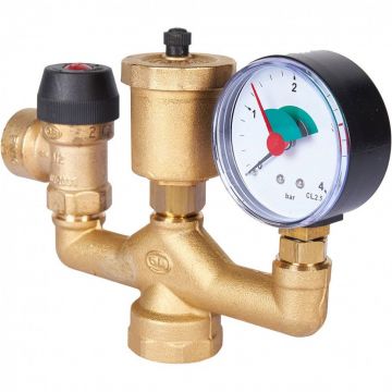 Группа безопасности котла Stout (Стаут) 1 дюйма (до 50 кВт) без теплоизоляции (503.525) (SVS-0040-015025)