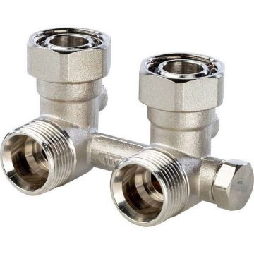 Узел нижнего подключения радиатора Stout (Стаут) для однотрубной системы, угловой 3/4 дюйма (SVH-0003-000020)