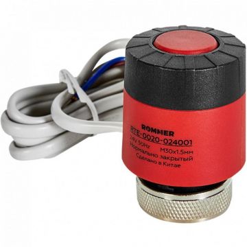 Электротермический сервопривод Rommer (Роммер) с поворотным фиксатором штока, нормально закрытый, 24 В (RTE-0020-024001)