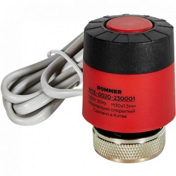 Электротермический сервопривод Rommer (Роммер) с поворотным фиксатором штока, нормально закрытый, 230 В (RTE-0020-230001)