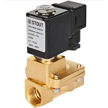 Клапан соленоидный (электромагнитный) Stout (Стаут) непрямого (пилотного) действия, НЗ, 24В, G1 1/4 дюйма , EPDM (SSV-0030-024032)