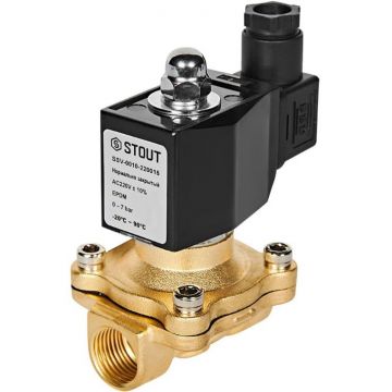 Клапан соленоидный (электромагнитный) Stout (Стаут) прямого действия, НЗ, 220В, G1 1/4 дюйма , EPDM (SSV-0010-220032)