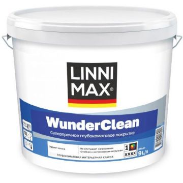 Краска акриловая суперпрочная для внутренних работ LinniMax Wundercean / Вундерклин глубокоматовая База 1 9 л Краска акриловая суперпрочная для внутренних работ LinniMax Wundercean / Вундерклин глубокоматовая База 1 9 л