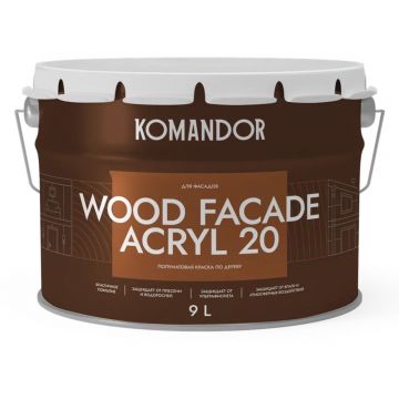 Универсальная акриловая краска для деревянных поверхностей Командор Faсade Acryl Wood 20 полуматовая База A 9 л