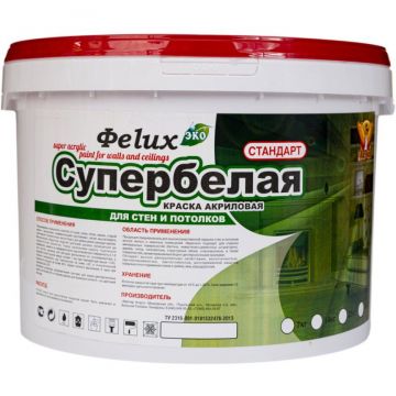Краска для стен и потолков акриловая ФеLux (Феликс) Стандарт супербелая 25 кг