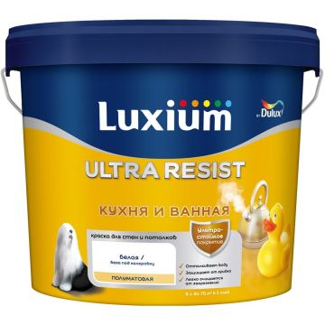 Краска Dulux (Дюлюкс) Ultra Resist для кухни и ванной полуматовая BW 5 л
