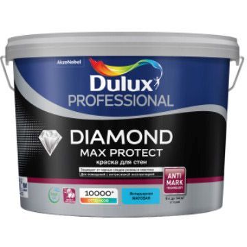 Краска Dulux Professional Diamond Max Protect для стен и потолков матовая BW 9 л