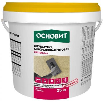 Штукатурка декоративная акриловая Основит (Osnovit) Экстервэлл Короед 2 мм белый 25 кг