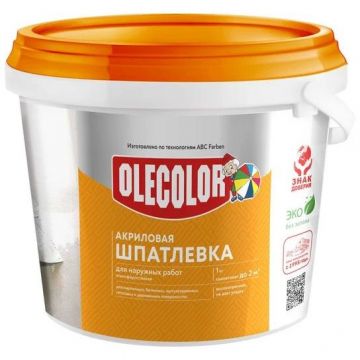 Шпаклевка акриловая Olecolor для стен и потолков 0,9 кг Шпаклевка акриловая Olecolor для стен и потолков 0,9 кг