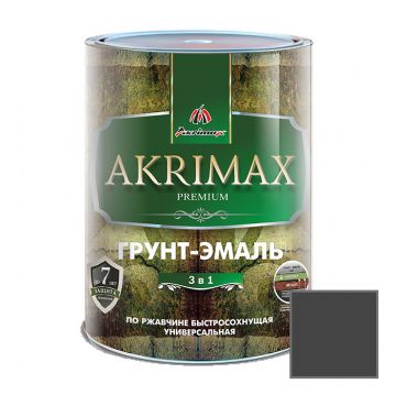 Грунт-эмаль алкидная Akrimax Premium быстросохнущая по ржавчине матовая темно-серая 0,8 кг Грунт-эмаль алкидная Akrimax Premium быстросохнущая по ржавчине матовая темно-серая 0,8 кг