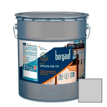 Эмаль алкидная Bergauf (Бергауф) PF-115 (ПФ-115) для деревянных, металлических и бетонных поверхностей светло-серая 6 кг