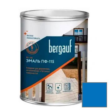 Эмаль алкидная Bergauf (Бергауф) PF-115 (ПФ-115) для деревянных, металлических и бетонных поверхностей синяя 0,8 кг