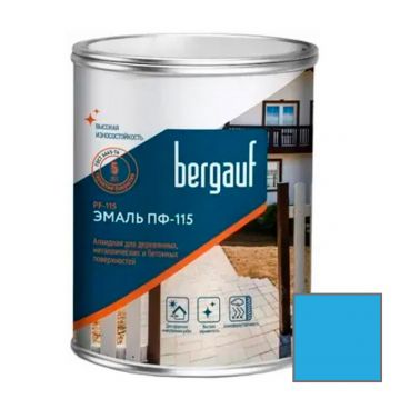 Эмаль алкидная Bergauf (Бергауф) PF-115 (ПФ-115) для деревянных, металлических и бетонных поверхностей ярко-голубая 0,8 кг