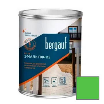 Эмаль алкидная Bergauf (Бергауф) PF-115 (ПФ-115) для деревянных, металлических и бетонных поверхностей ярко-зеленая 0,8 кг