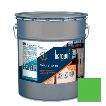 Эмаль алкидная Bergauf (Бергауф) PF-115 (ПФ-115) для деревянных, металлических и бетонных поверхностей ярко-зеленая 1,8 кг