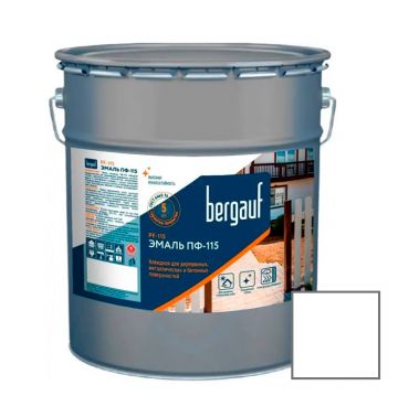 Эмаль алкидная Bergauf (Бергауф) PF-115 (ПФ-115) для деревянных, металлических и бетонных поверхностей белая 25 кг