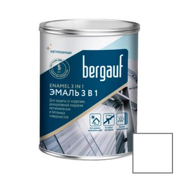 Грунт-эмаль алкидно-уретановая Bergauf (Бергауф) Enamel 3 in 1 для защиты от коррозии белая 0,8 кг