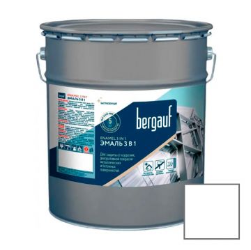 Грунт-эмаль алкидно-уретановая Bergauf (Бергауф) Enamel 3 in 1 для защиты от коррозии белая 1,8 кг