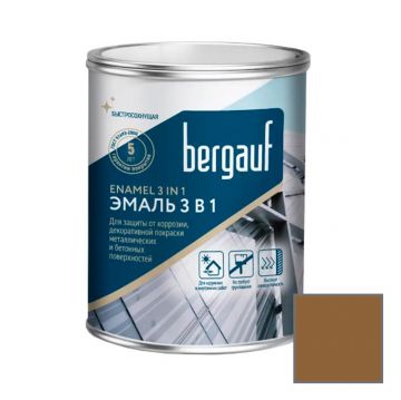 Грунт-эмаль алкидно-уретановая Bergauf (Бергауф) Enamel 3 in 1 для защиты от коррозии коричневая 0,8 кг