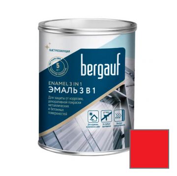 Грунт-эмаль алкидно-уретановая Bergauf (Бергауф) Enamel 3 in 1 для защиты от коррозии красная 0 8кг