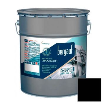 Грунт-эмаль алкидно-уретановая Bergauf (Бергауф) Enamel 3 in 1 для защиты от коррозии черная 1,8 кг