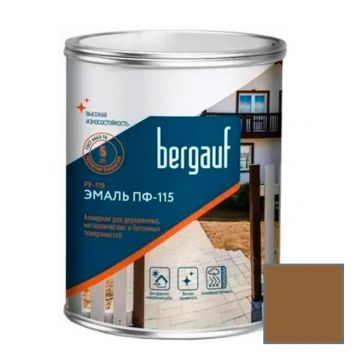 Эмаль алкидная Bergauf (Бергауф) PF-115 (ПФ-115) для деревянных, металлических и бетонных поверхностей коричневая 0,8 кг