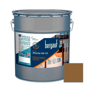 Эмаль алкидная Bergauf (Бергауф) PF-115 (ПФ-115) для деревянных, металлических и бетонных поверхностей коричневая 1,8 кг