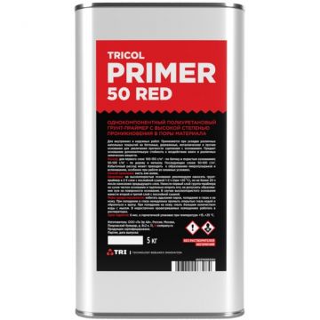 Грунт-праймер TRI (Три) Tricol Primer (Трикол) 50 Red полиуретановый однокомпонентный с высокой степенью проникновения в поры материала 5 кг
