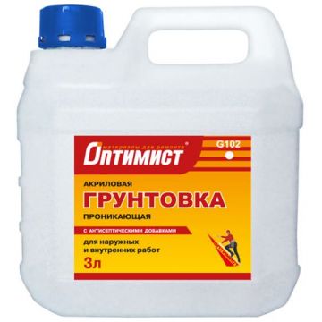 Грунтовка Оптимист акриловая G 102 проникающая 1 л Грунтовка Оптимист акриловая G 102 проникающая 1 л
