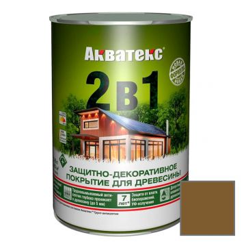 Защитно-декоративное покрытие Акватекс для древесины 2 в 1 дуб 0,8 л